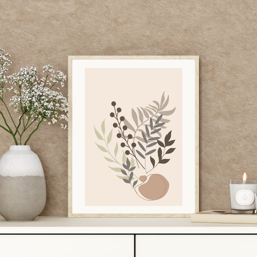 Abstracte minimale Boho stijl bladeren blad botani Poster