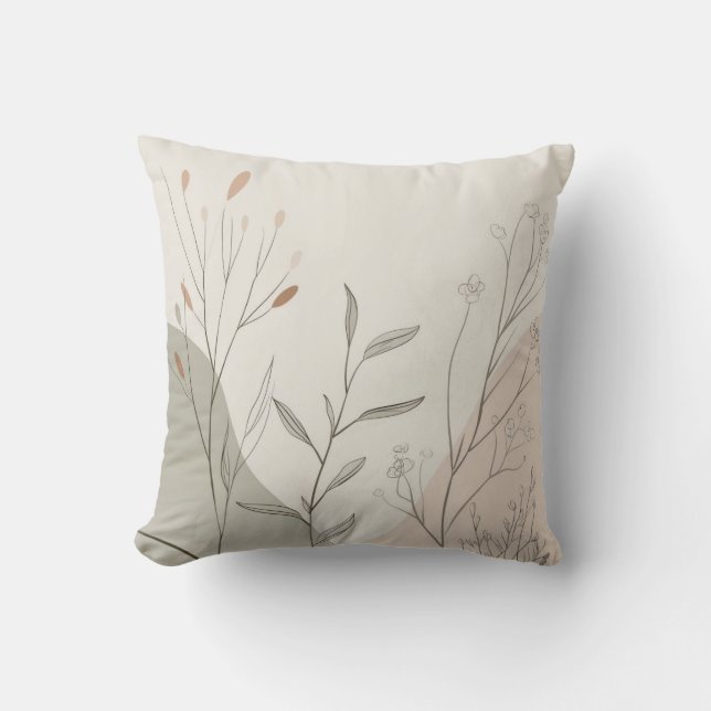 Abstracte minimale botanische lijnkunst kussen (Voorkant)
