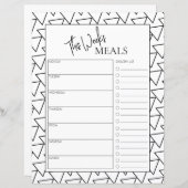 Abstracte Minimale Wekelijkse Meal Planner van de (Voorkant / Achterkant)