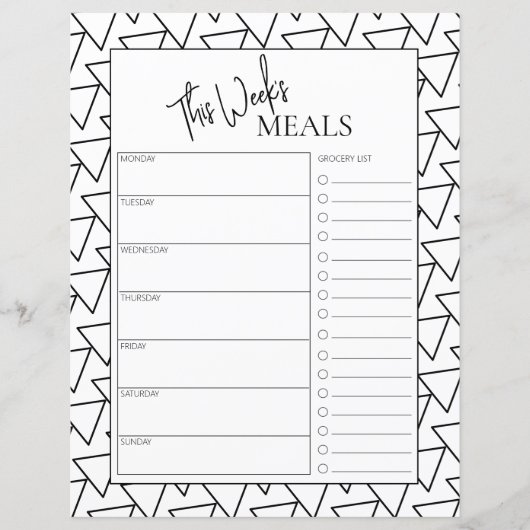 Abstracte Minimale Wekelijkse Meal Planner van de  (Voorkant)