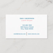 Abstracte minimalistisch blauw en roze visitekaartje (Achterkant)