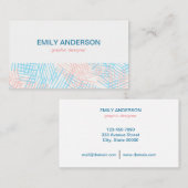 Abstracte minimalistisch blauw en roze visitekaartje (Voorkant / Achterkant)