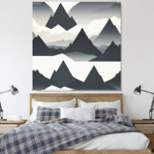 Abstracte minimalistische berg canvas afdruk (Insitu (Slaapkamer))