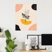 Abstracte minimalistische bladeren poster (Thuiskantoor)