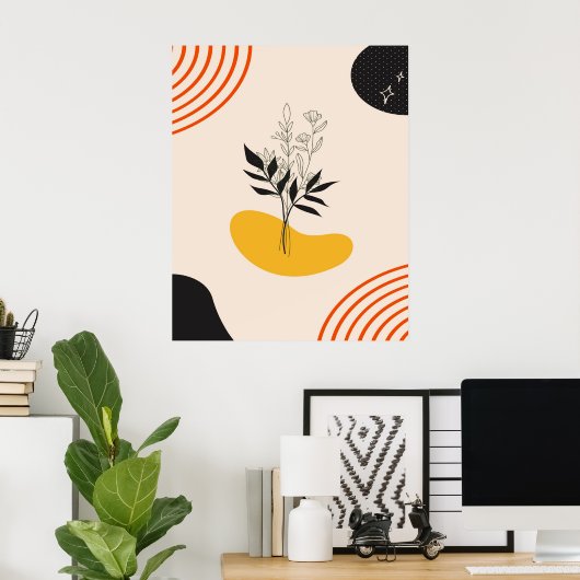 Abstracte minimalistische bladeren poster (Thuiskantoor)