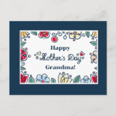 Abstracte minimalistische bloemen blauw Moederdag Feestdagenkaart (Voorkant)