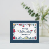 Abstracte minimalistische bloemen blauw Moederdag Feestdagenkaart (Staand voorkant)