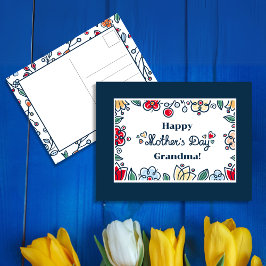 Abstracte minimalistische bloemen blauw Moederdag Feestdagenkaart