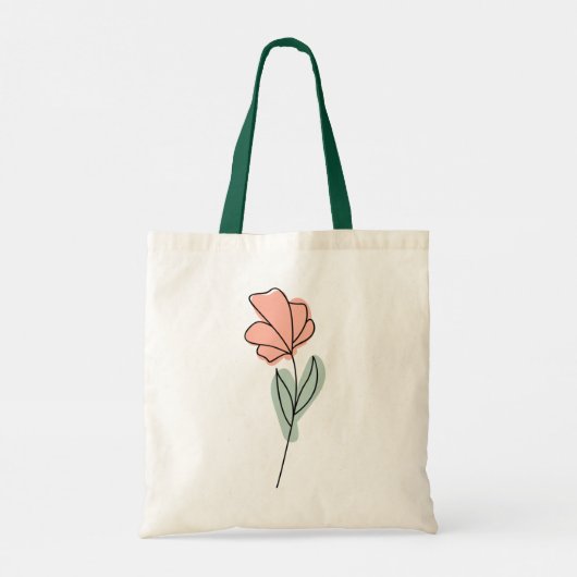 Abstracte minimalistische bloemen Canvas tas (Achterkant)