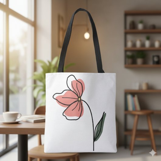 Abstracte minimalistische bloemen Canvas tas