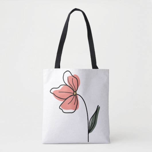 Abstracte minimalistische bloemen Canvas tas (Voorkant)