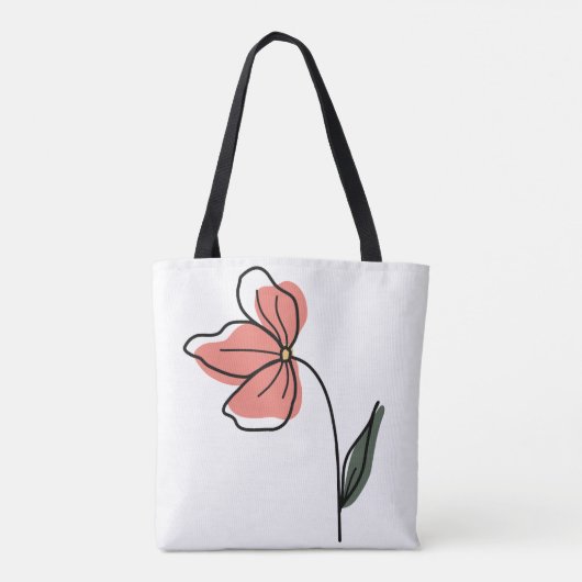 Abstracte minimalistische bloemen Canvas tas (Achterkant)