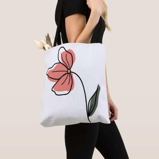 Abstracte minimalistische bloemen Canvas tas (Dichtbij)