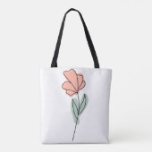 Abstracte minimalistische bloemen Canvas tas (Achterkant)