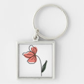 Abstracte minimalistische bloemen sleutelhanger (Voorkant)