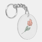 Abstracte minimalistische bloemen sleutelhanger (Voorkant Links)