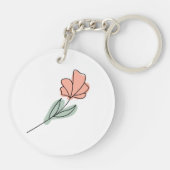 Abstracte minimalistische bloemen sleutelhanger (Achterkant)