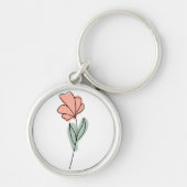 Abstracte minimalistische bloemen Sleutelhanger (Voorkant)