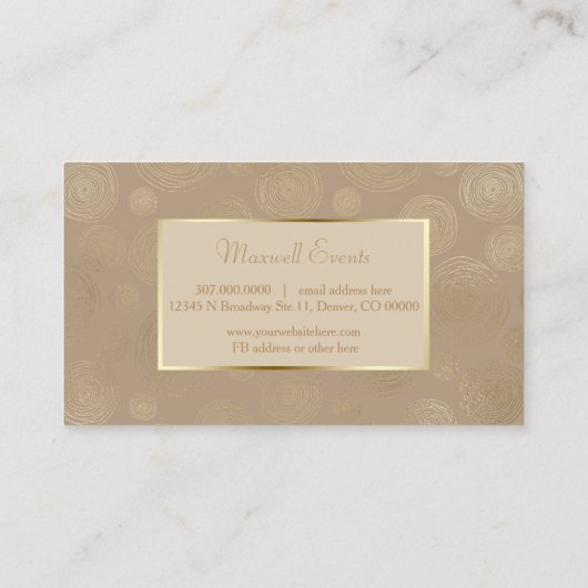 Abstracte minimalistische Champagne Gold Circle Visitekaartje (Achterkant)