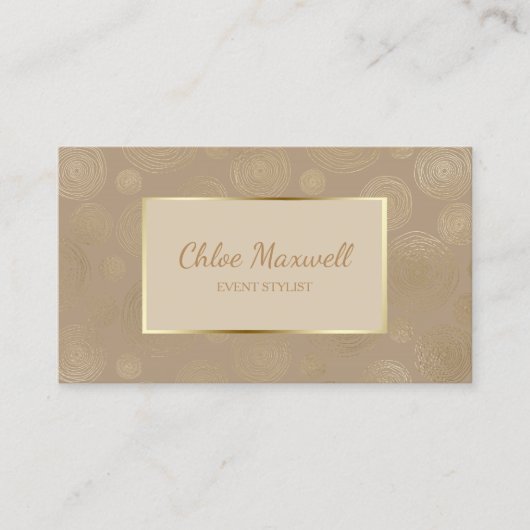 Abstracte minimalistische Champagne Gold Circle Visitekaartje (Voorkant)