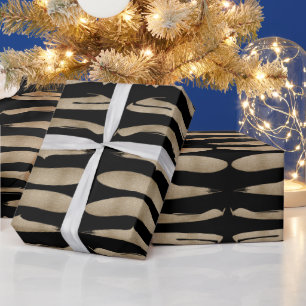 abstracte minimalistische chique zwart gouden pens cadeaupapier