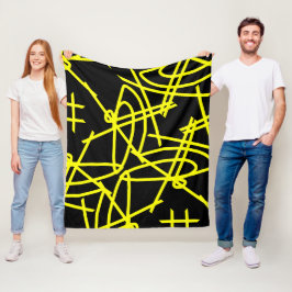 Abstracte minimalistische gele lijnen zwarte blik fleece deken