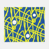 Abstracte minimalistische Gele Lines Blauwe Blanke Fleece Deken (Voorkant (Horizontaal))