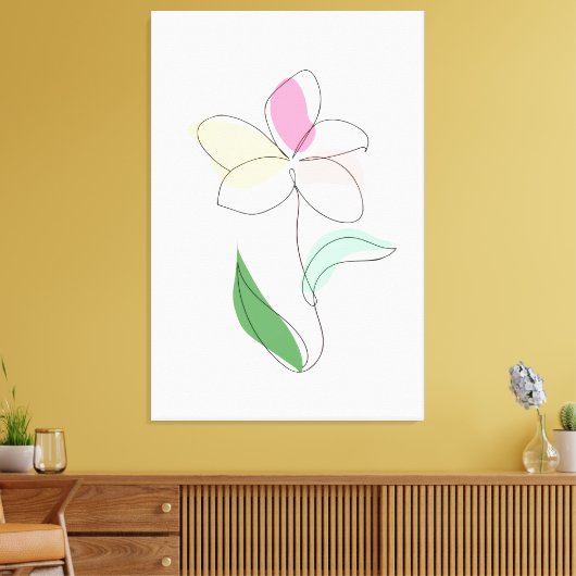 Abstracte minimalistische kunst bloem acryl kunst  canvas afdruk (Insitu (Woonkamer))