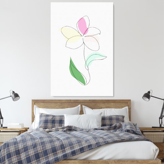 Abstracte minimalistische kunst bloem acryl kunst  canvas afdruk (Insitu (Slaapkamer))