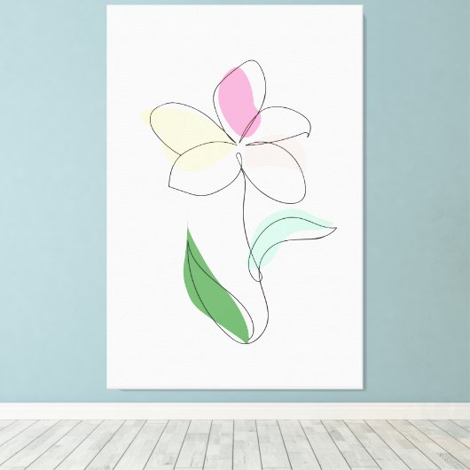 Abstracte minimalistische kunst bloem acryl kunst  canvas afdruk (Insitu (Houten vloer))