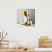 Abstracte minimalistische kunst op een witte achte poster (Keuken)