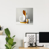 Abstracte minimalistische kunst op een witte achte poster (Thuiskantoor)