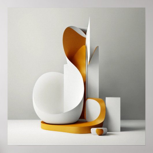 Abstracte minimalistische kunst op een witte achte poster (Voorkant)