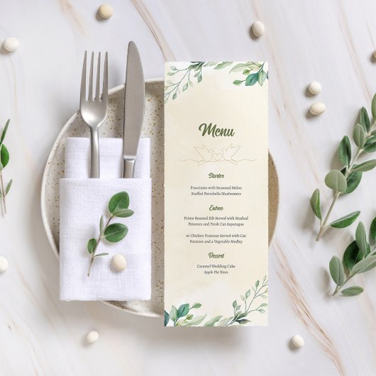 Abstracte minimalistische Leaf Wedding Menu