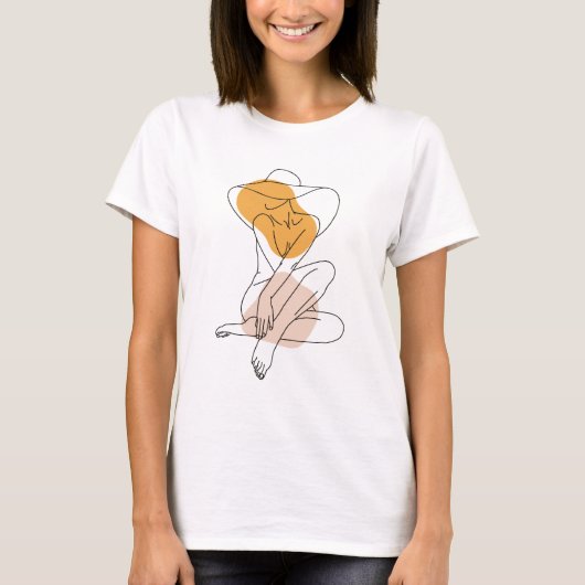 Abstracte minimalistische lichaamslijnkunst Floral T-shirt (Voorkant)