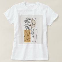 Abstracte minimalistische lijnkunst vrouw bloemrij