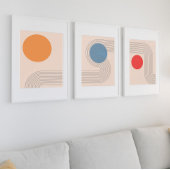 Abstracte minimalistische mid-century wall art set