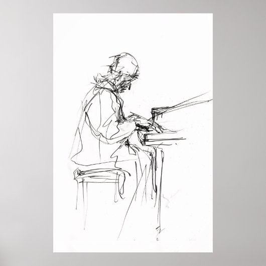 Abstracte minimalistische pianist - poster (Voorkant)
