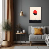 Abstracte minimalistische rode zon en eenzaamheid  perfect poster