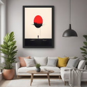 Abstracte minimalistische rode zon en eenzaamheid  perfect poster