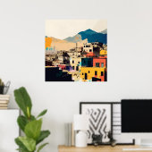 Abstracte minimalistische stadsinspanning Afghanis Poster (Thuiskantoor)