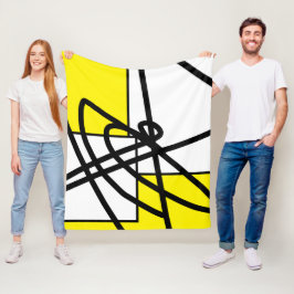 Abstracte minimalistische streep zwarte grijze gel fleece deken