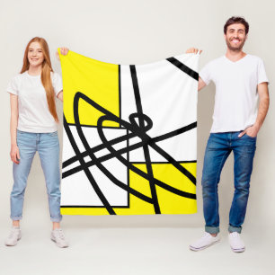 Abstracte minimalistische streep zwarte grijze gel fleece deken