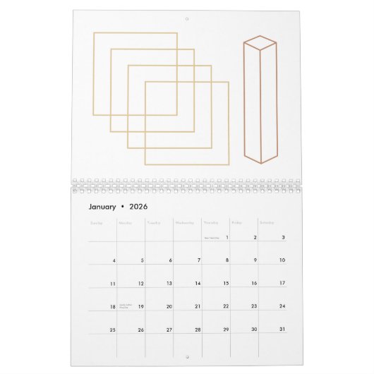 Abstracte minimalistische voering en geometrische  kalender (Jan 2026)