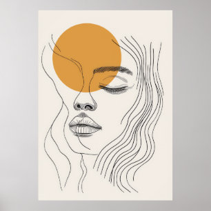 Abstracte minimalistische vrouw face line art poster