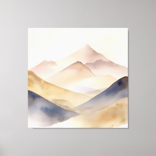 Abstracte minimalistische waterverf beige bergen canvas afdruk (Voorkant)