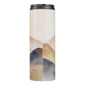 Abstracte minimalistische waterverf beige bergen thermosbeker (Achterkant)