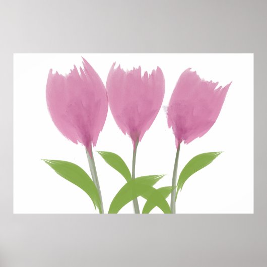 Abstracte minimalistische Waterverf Tulps Flowers Poster (Voorkant)