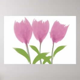 Abstracte minimalistische Waterverf Tulps Flowers Poster