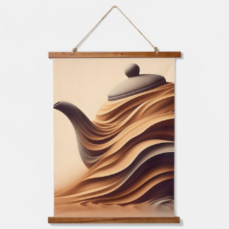 Abstracte Minimalistische Zen Stromende Theepot Hangend Wandkleed